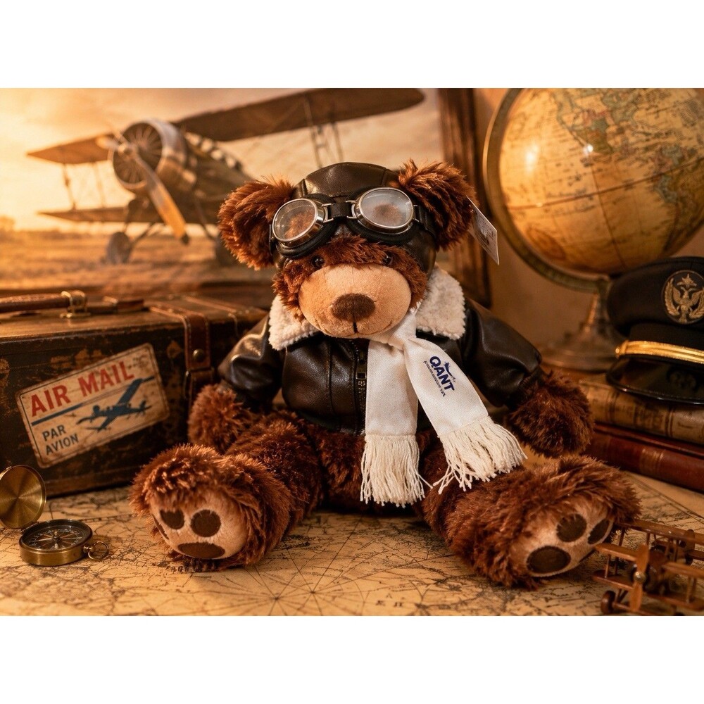 UNIPAK Aviator Pilot Teddy Bear Plush 14” 2017 Bomber Jacket Goggles Tags